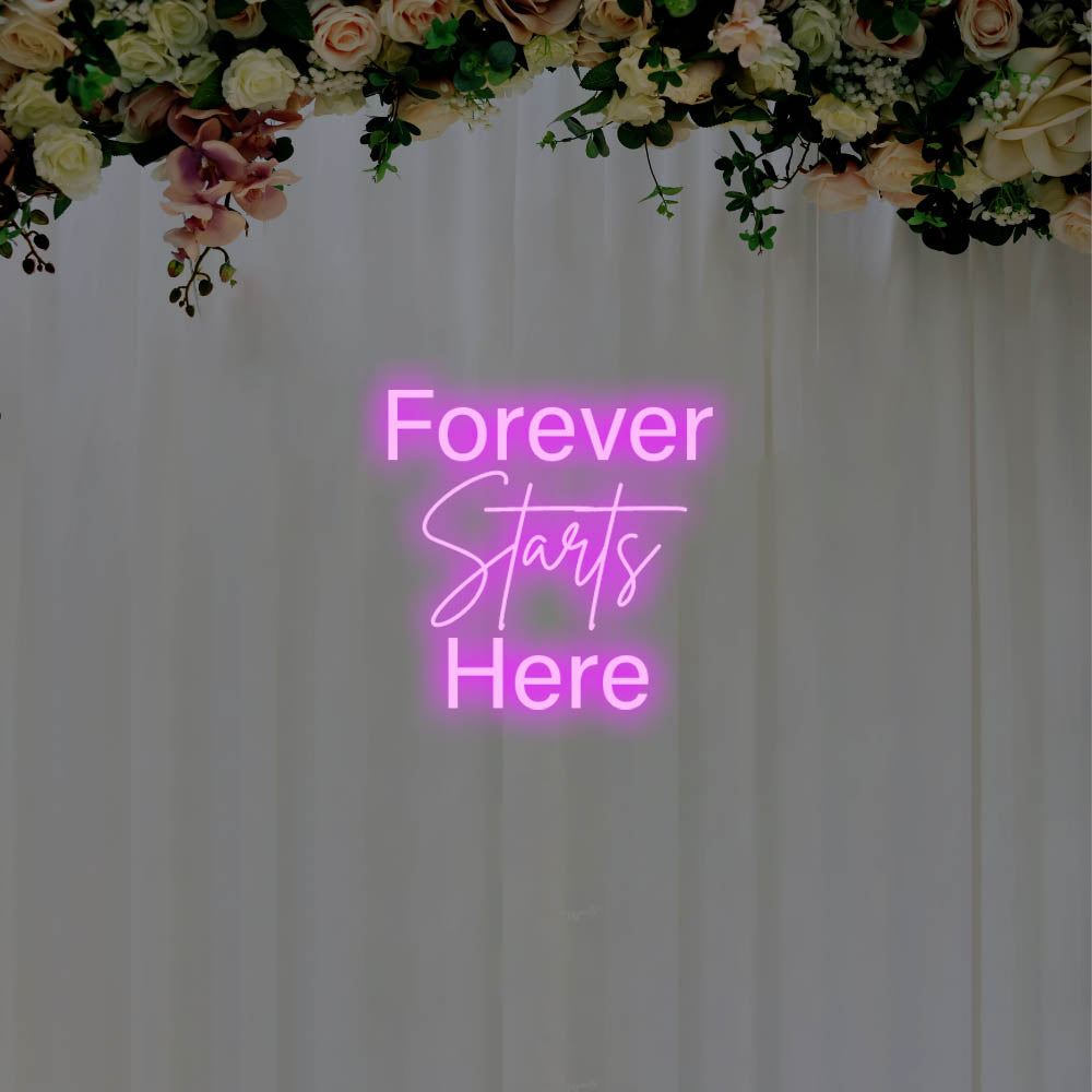 Forever Starts Here LED Neon Sign – Perfect Wedding Decor