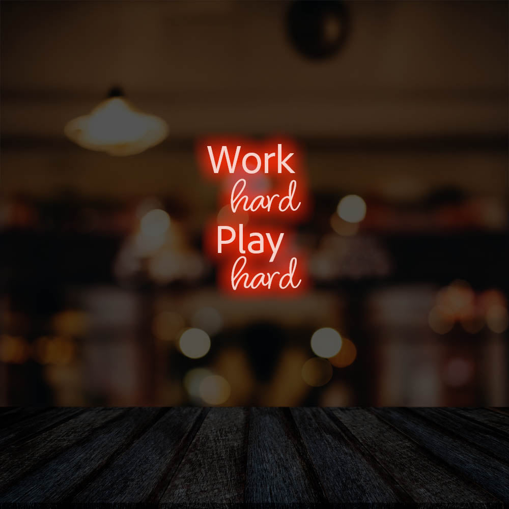Work Hard Play Hard LED Neon Sign – Perfect Business Decor