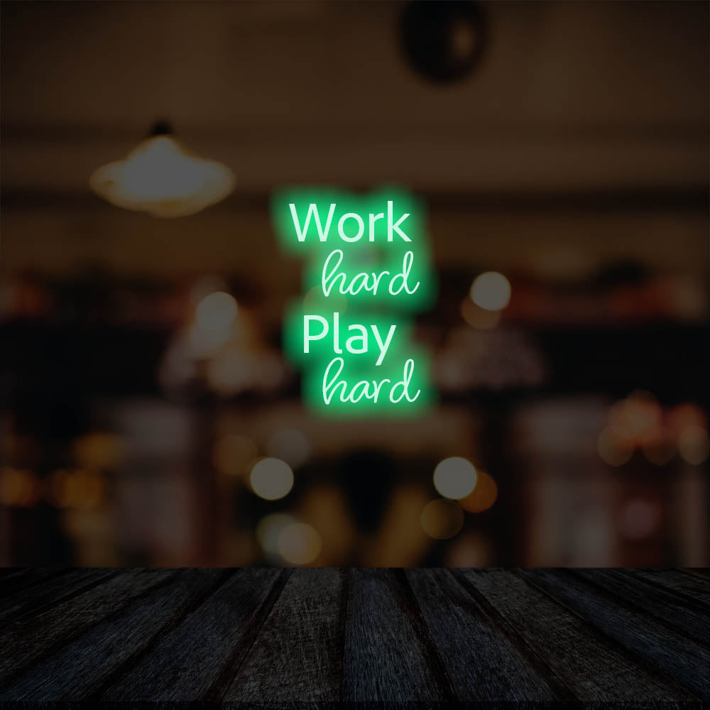 Work Hard Play Hard LED Neon Sign – Perfect Business Decor