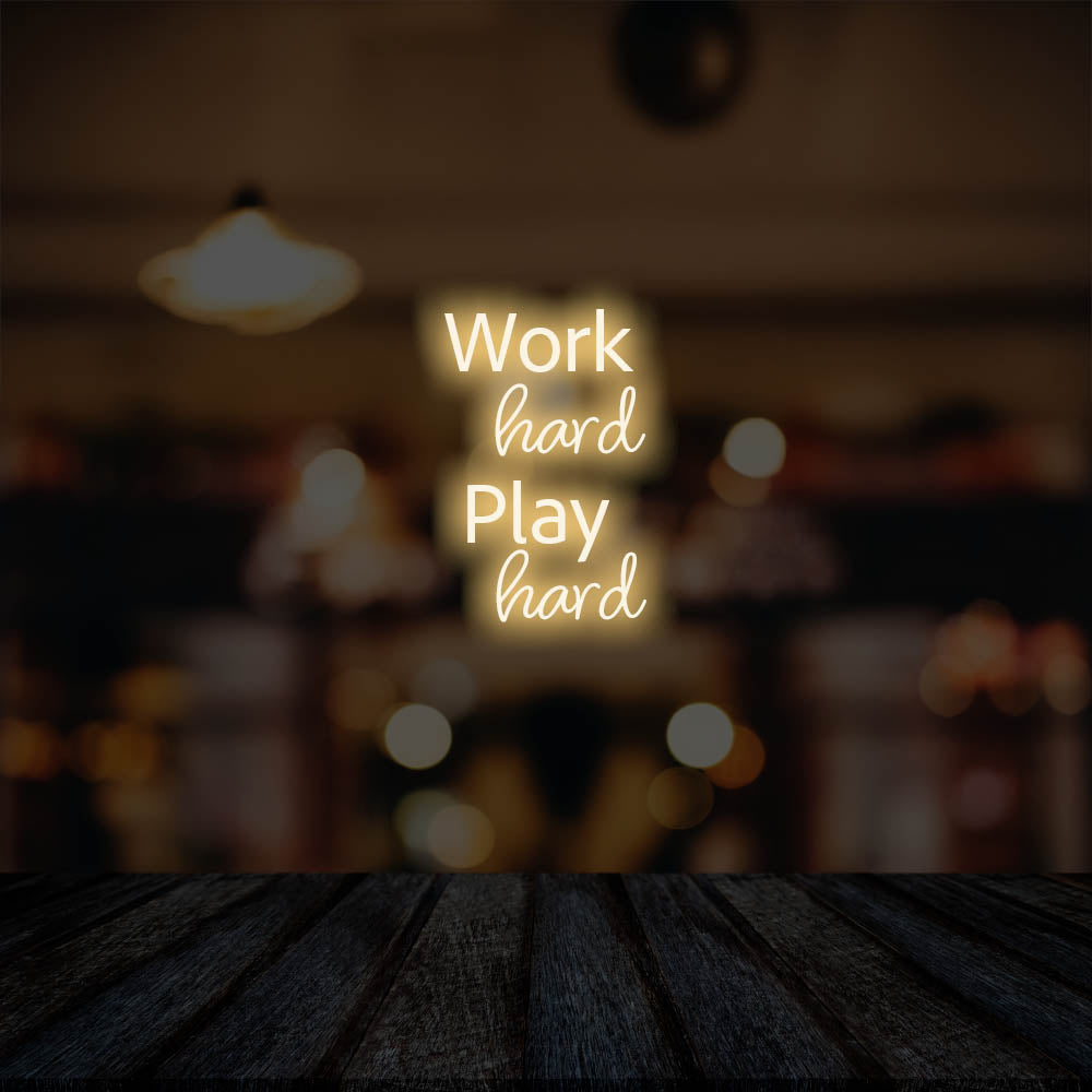 Work Hard Play Hard LED Neon Sign – Perfect Business Decor