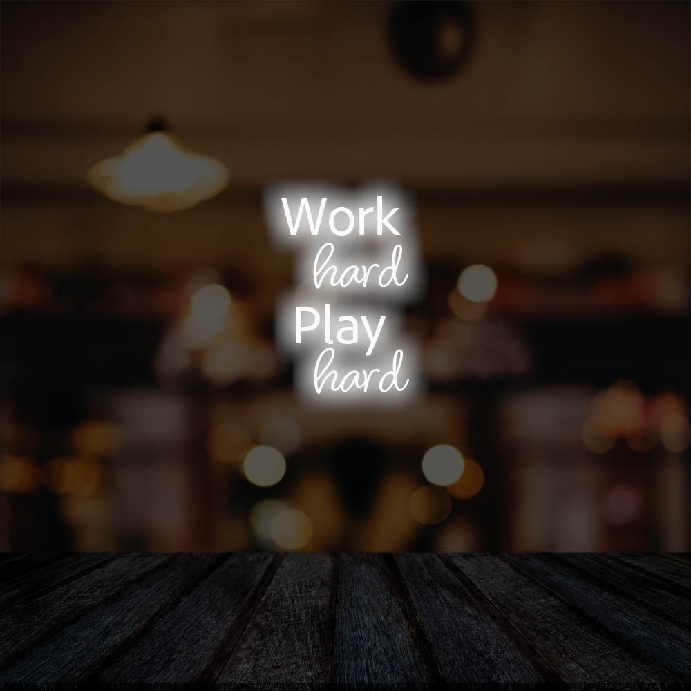 Work Hard Play Hard LED Neon Sign – Perfect Business Decor