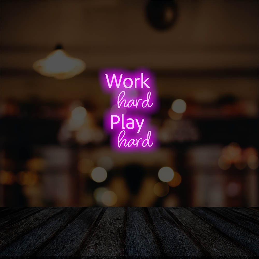 Work Hard Play Hard LED Neon Sign – Perfect Business Decor