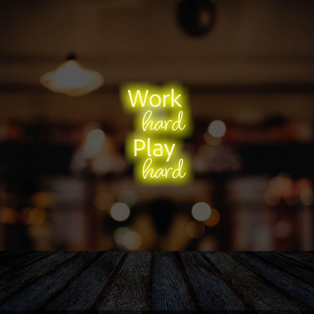 Work Hard Play Hard LED Neon Sign – Perfect Business Decor